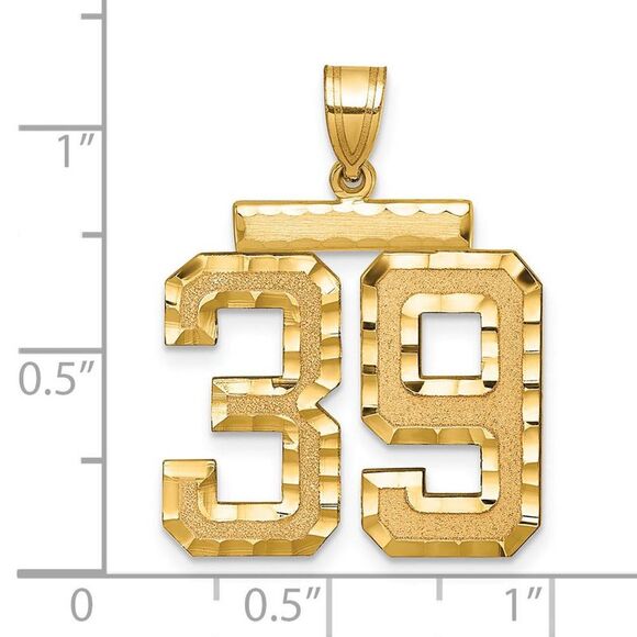 14k Yellow Gold, Varsity Collection, Large D/C Pendant Number 39 - Picture 2 of 3